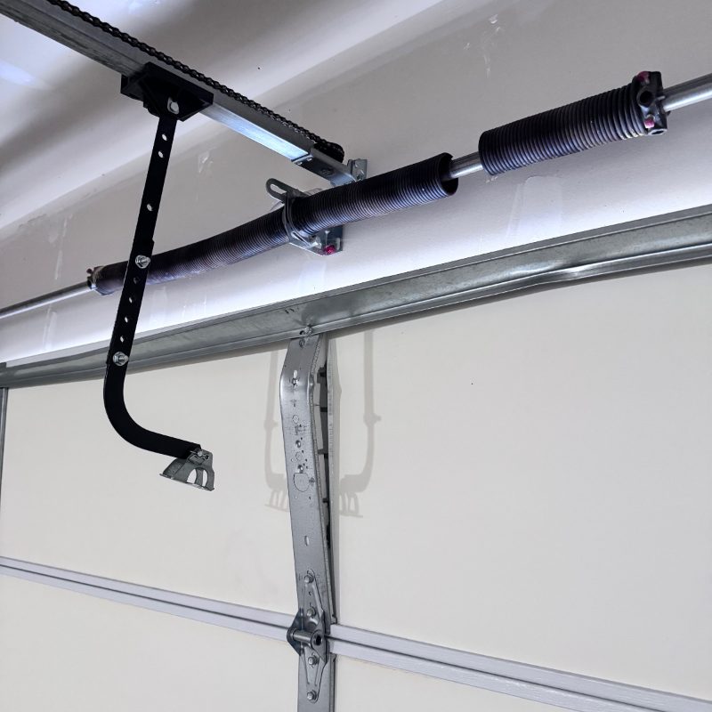 Broken torsion spring on a residential garage door – the most common reason a garage door won't open